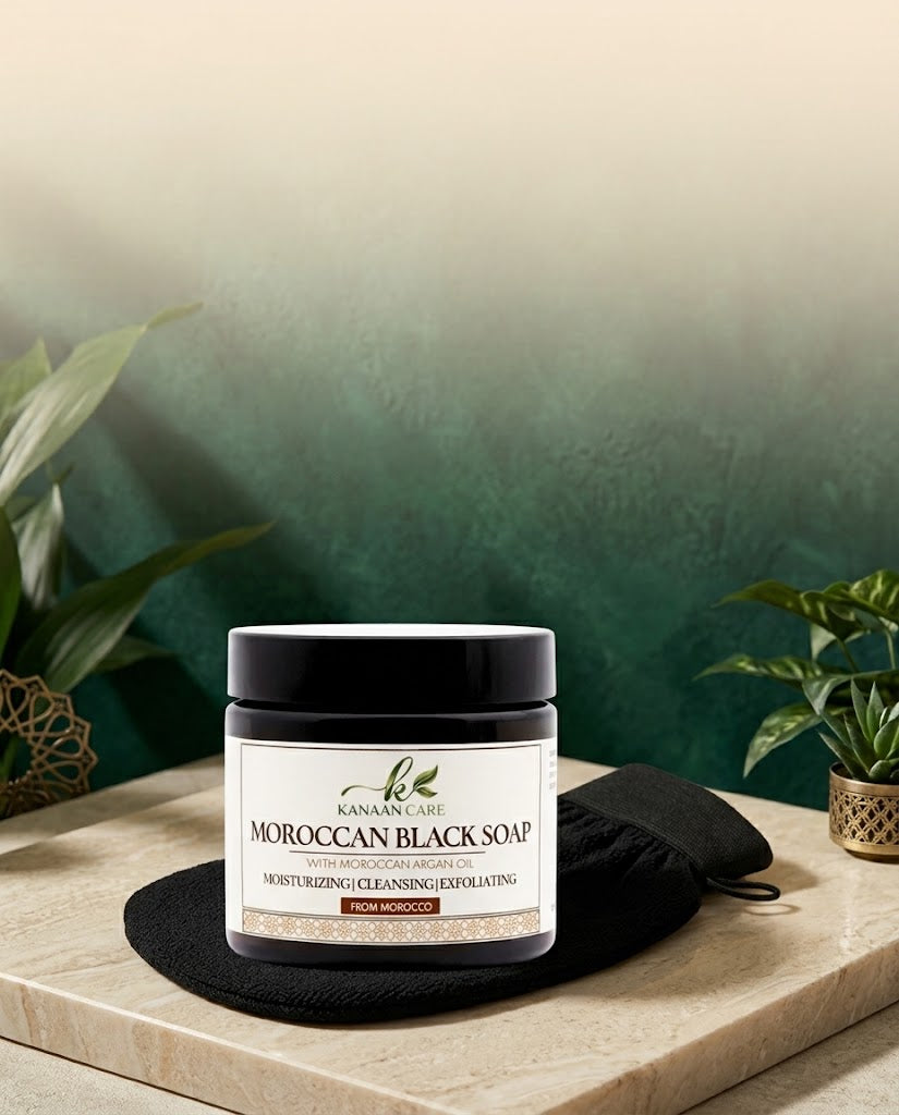 Moroccan Hammam Spa Set | Includes Moroccan Black Soap and Exfoliating Kessa Glove